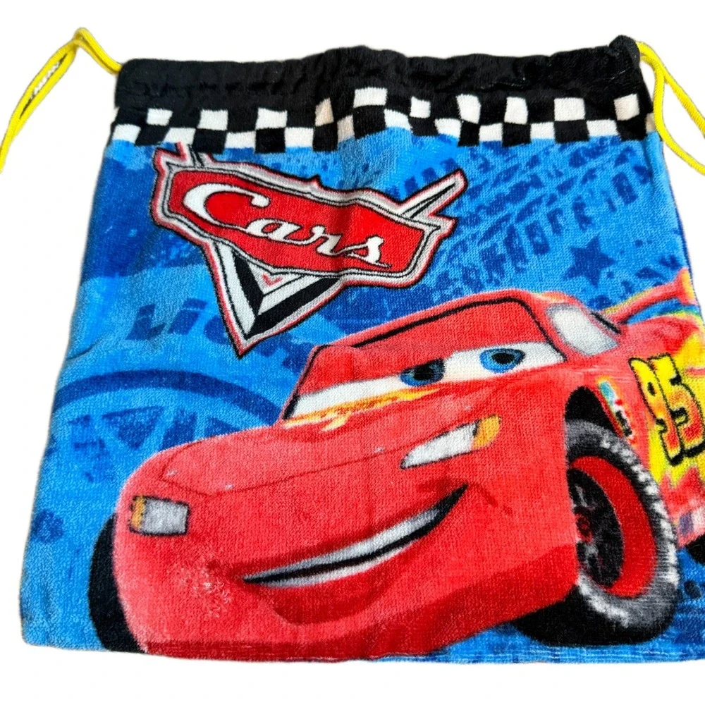 Disney Jumping Beans Pixar Cars Lightning‎ McQueen Terry Drawstring Bag 12x11